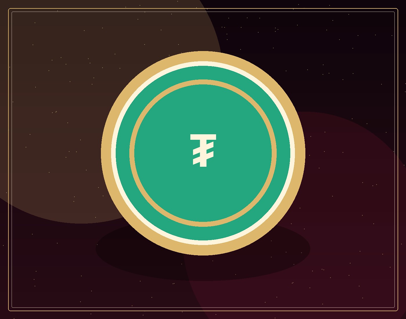 Tether coin in a gold frame for usdt flash software net